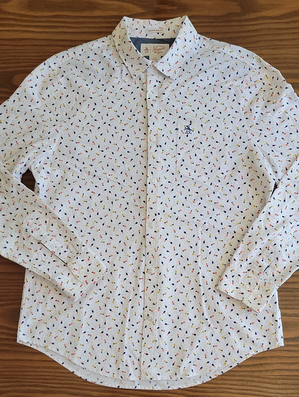Original Penguin White Long-Sleeve  Button-Up Shirt | Size: L